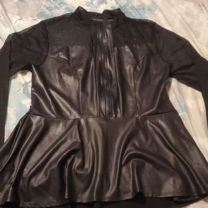Ashley Stewart faux leather peplum top
